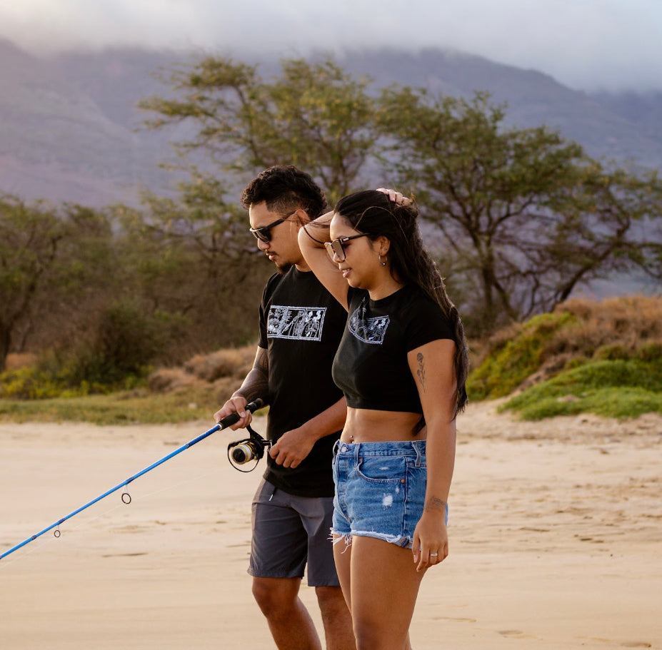 Lei of Love- Black Puakenikeni Crewneck Graphic Tee
