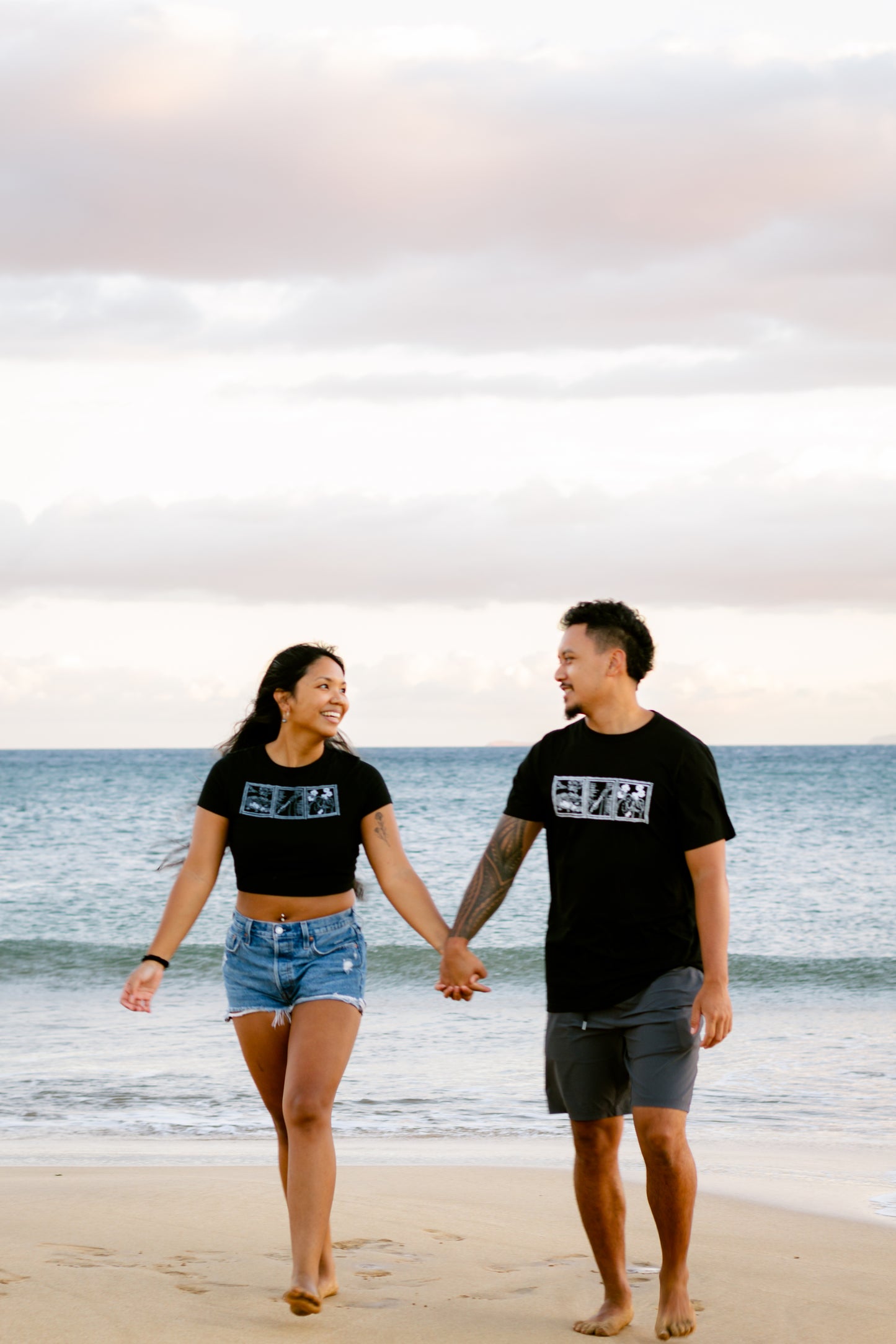 Lei of Love- Black Puakenikeni Crewneck Graphic Tee