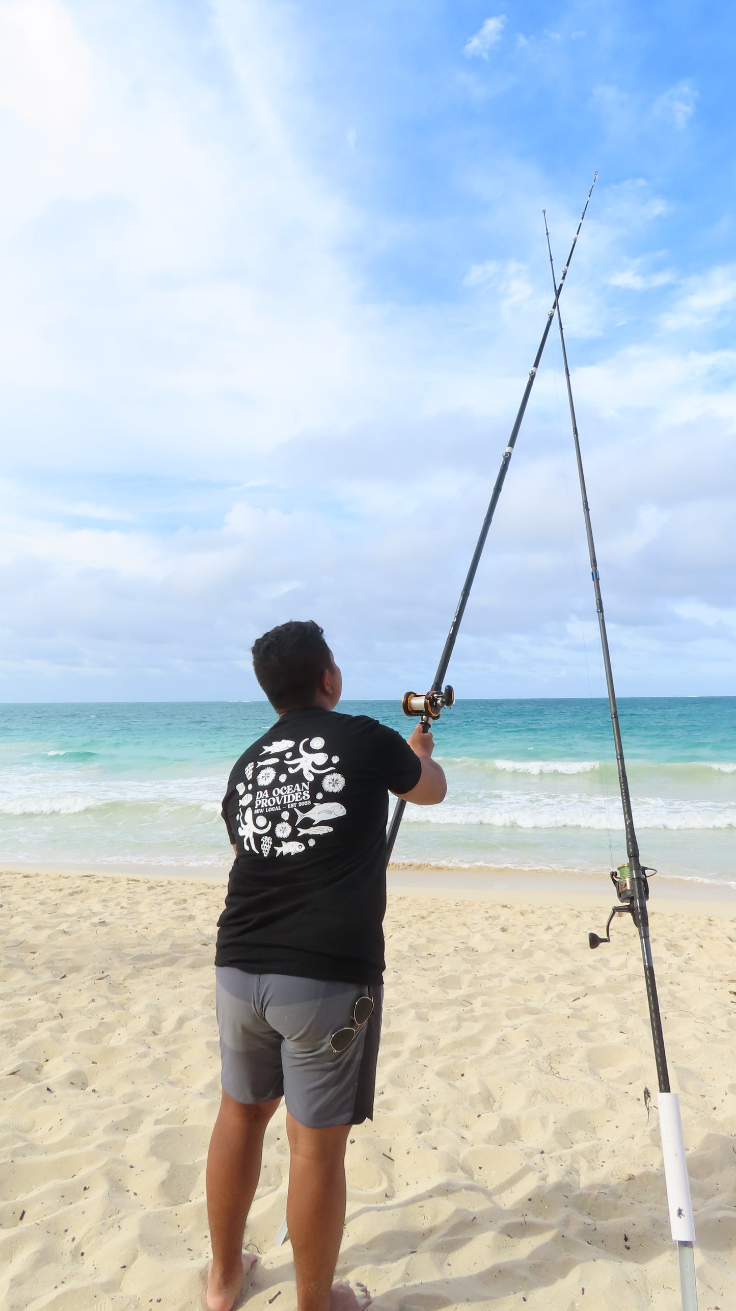 Hawaii Provides- Ocean Provides Black Crewneck Graphic Tee