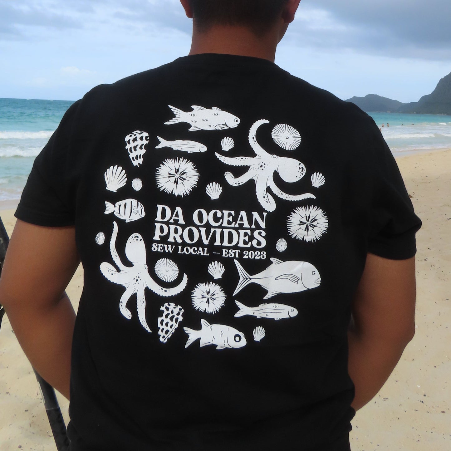 Hawaii Provides- Ocean Provides Black Crewneck Graphic Tee