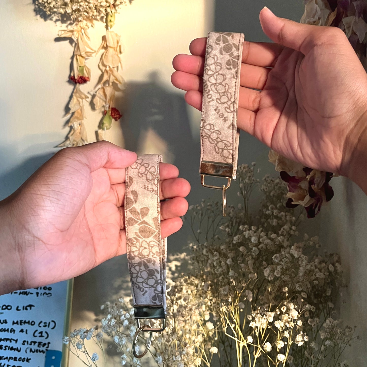 Kenzi- Beige Puakenikeni Wristlet