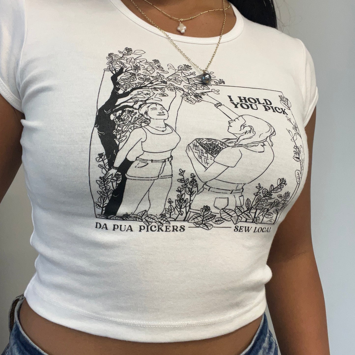 Da Pua Pickers- White Baby Tee