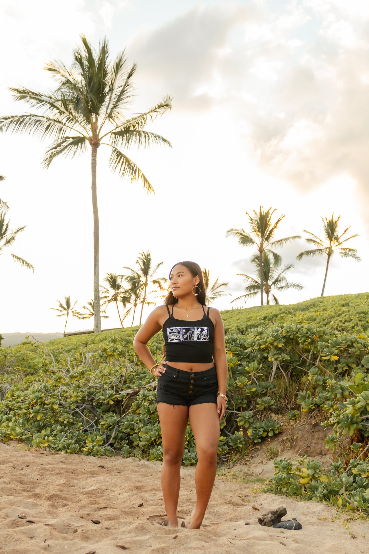 Lei of Love- Puakenikeni Black Tank Top