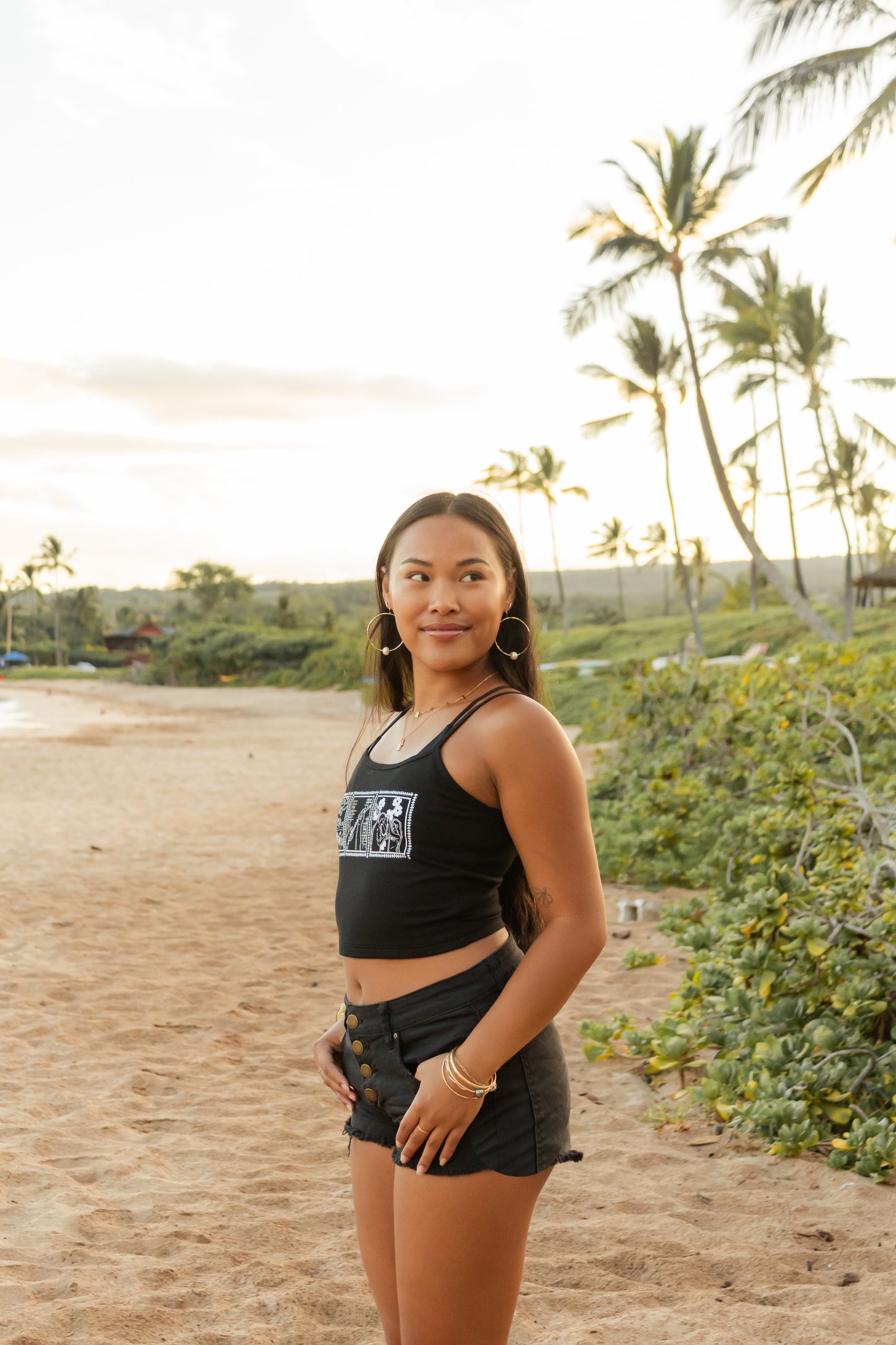 Lei of Love- Puakenikeni Black Tank Top