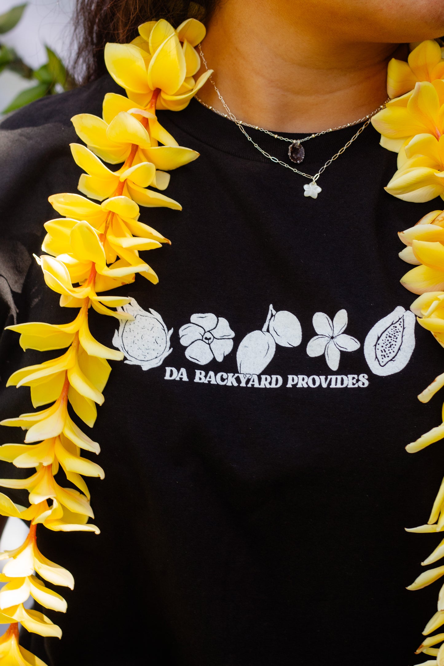 Hawaii Provides- Backyard Provides Black Crewneck Graphic Tee