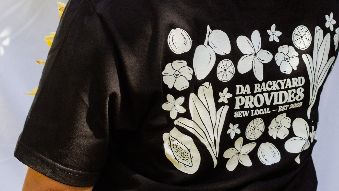 Hawaii Provides- Backyard Provides Black Crewneck Graphic Tee