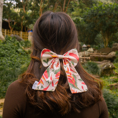 Market- Bird of Paradise & Red Ginger self-tie hair bow