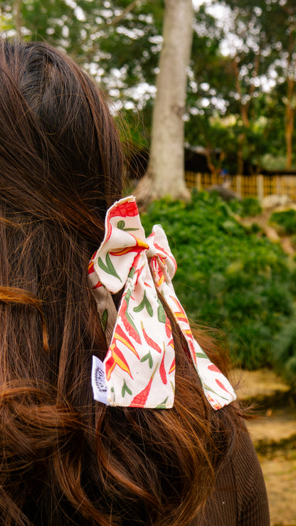 Market- Bird of Paradise & Red Ginger self-tie hair bow