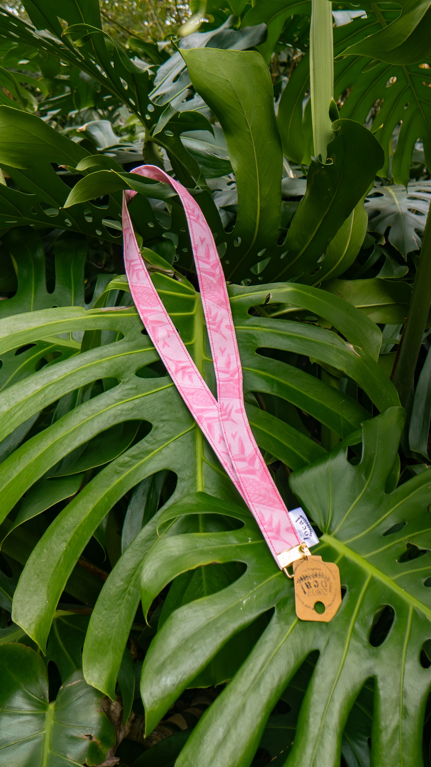 Honi- Pink Bird of Paradise & Red Ginger Lanyard