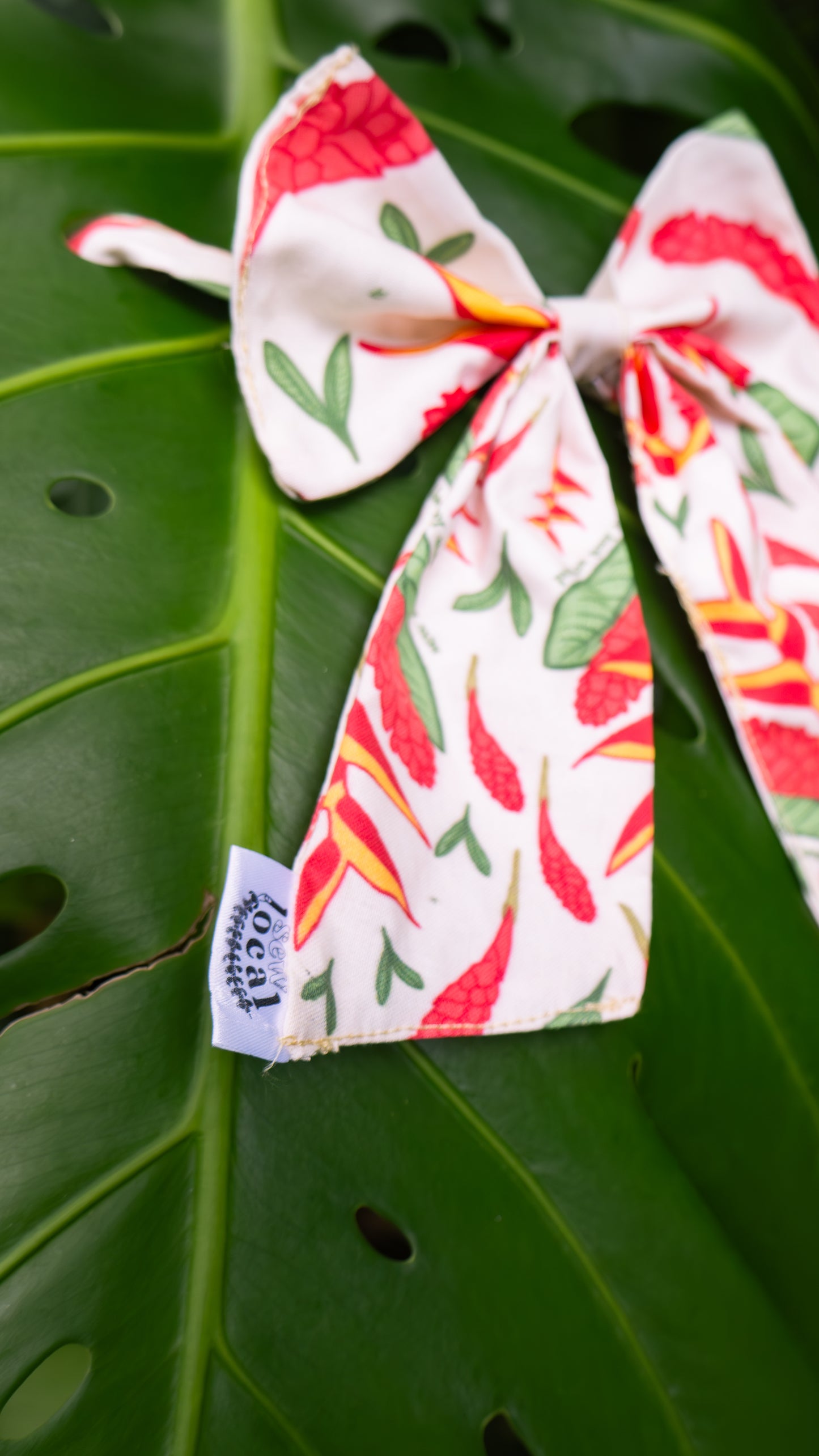 Market- Bird of Paradise & Red Ginger self-tie hair bow