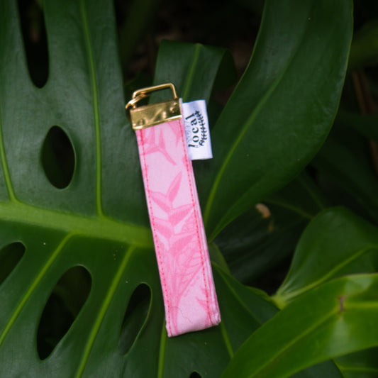 Honi- Pink Bird of Paradise & Red Ginger Wristlet