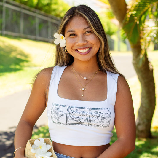 Lei of Love- White Plumeria Tank Top