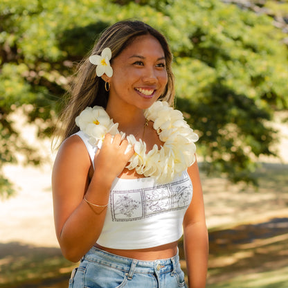 Lei of Love- White Plumeria Tank Top