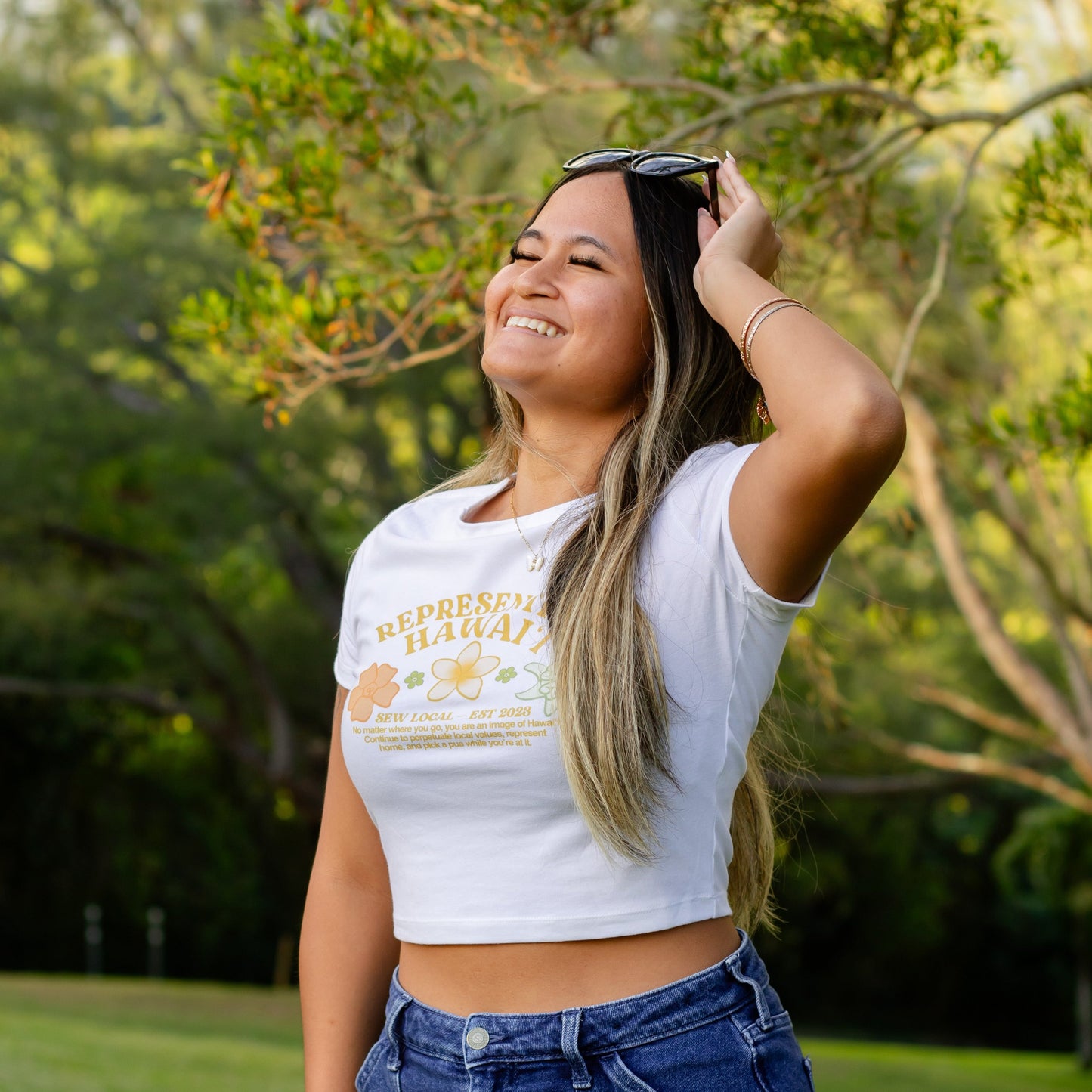 Pickin Home- Representing Hawaii Puas White Cropped Baby Tee