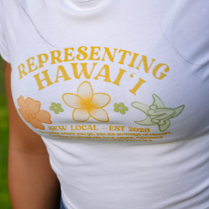 Pickin Home- Representing Hawaii Puas White Cropped Baby Tee