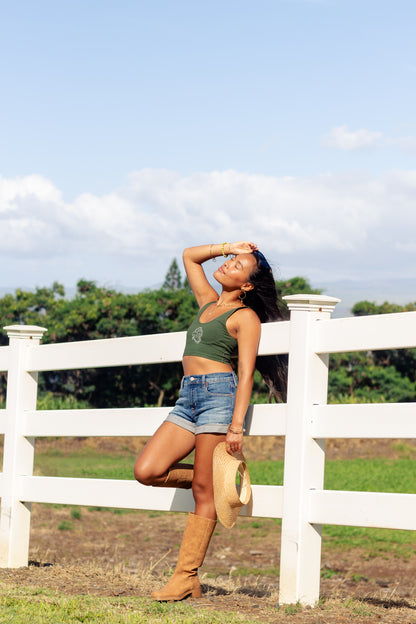 We Go Vencha - Green Cropped Tank Top