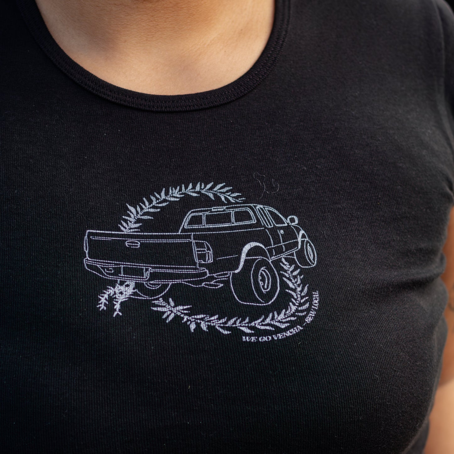 We Go Vencha - Black Cropped Baby Tee