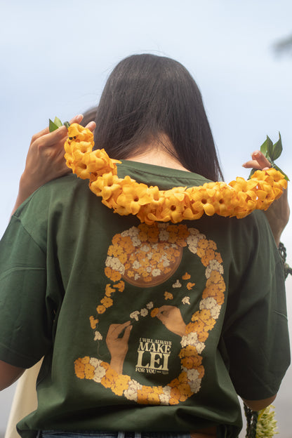 Lei of Love- Pua Kenikeni Make Lei Green Graphic Tee