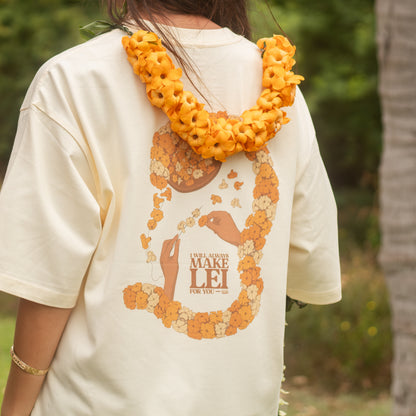 Lei of Love- Pua Kenikeni Make Lei Beige Graphic Tee