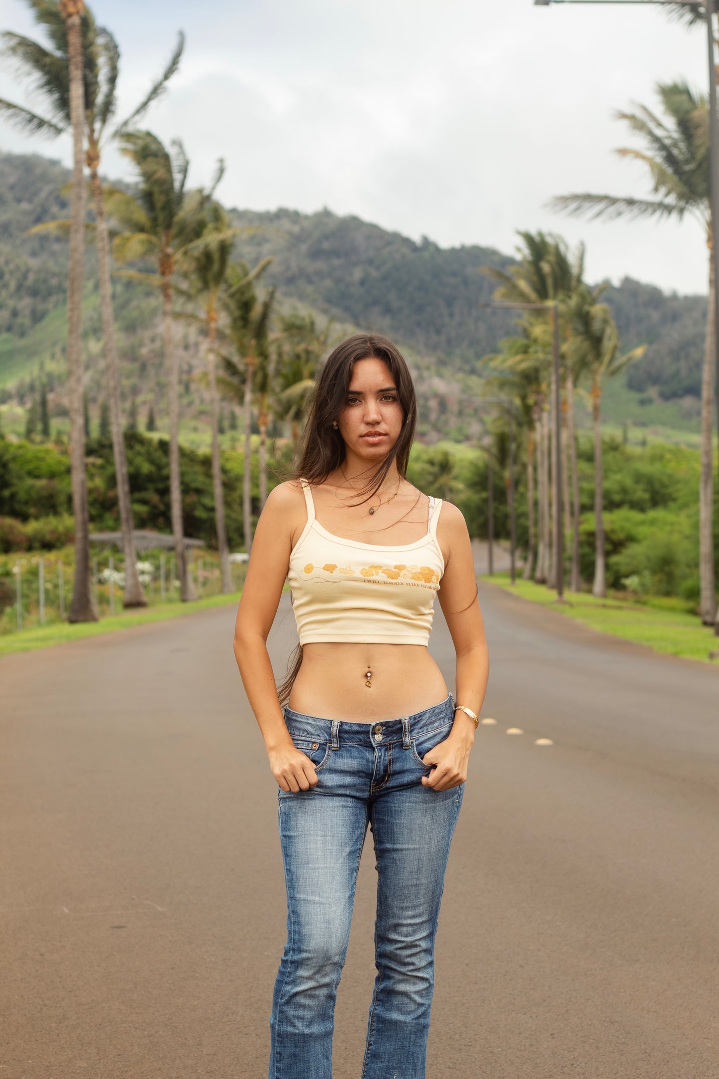 Lei of Love- Pua Kenikeni Make Lei Beige Tank Top