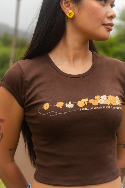 Lei of Love- Pua Kenikeni Make Lei Brown Baby Tee