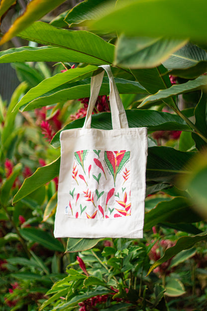 Market- Bird of Paradise & Red Ginger Pocket Tote Bag