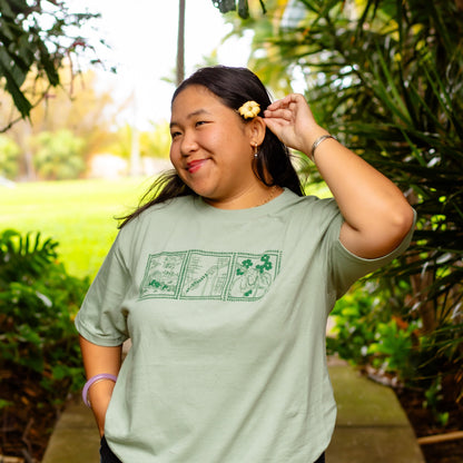 Lei of Love- Sage Green Puakenikeni Crewneck Graphic Tee