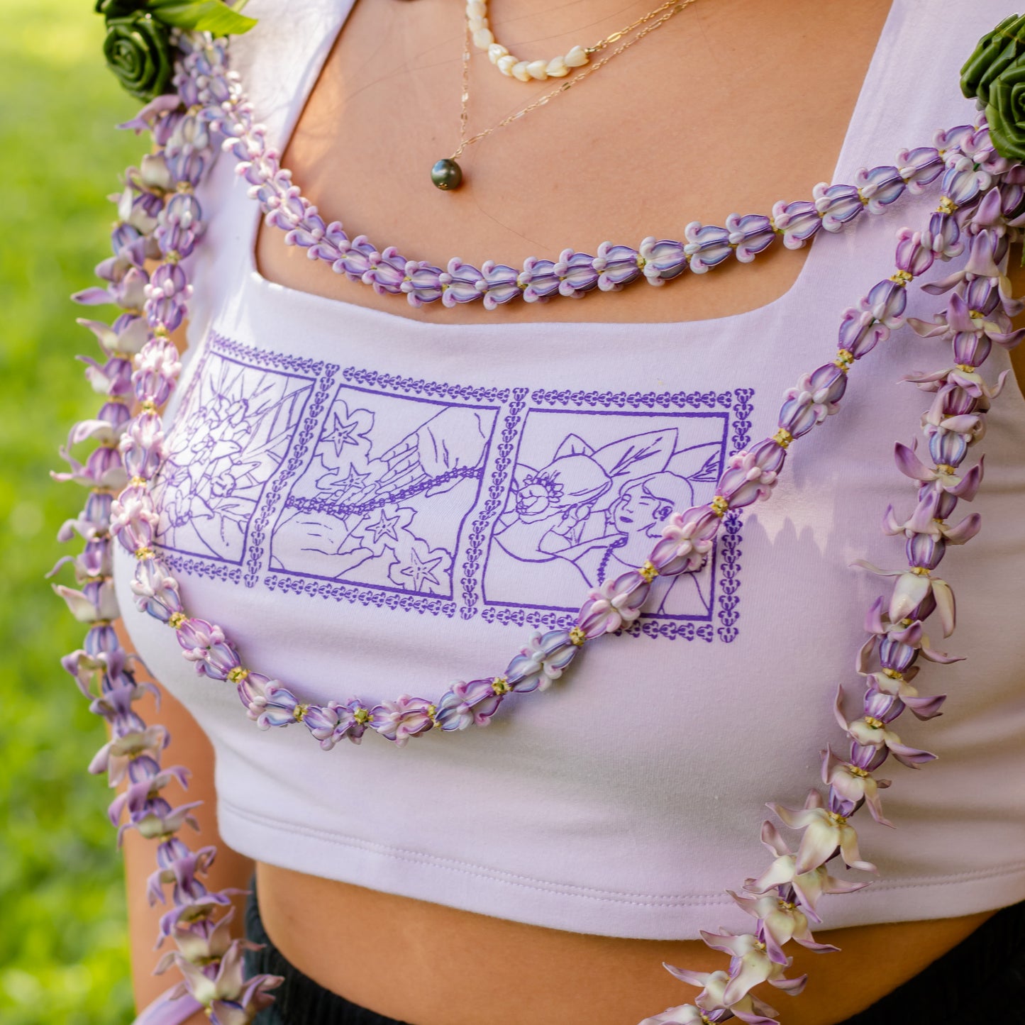 Lei of Love- Lilac Crown Flower Tank Top