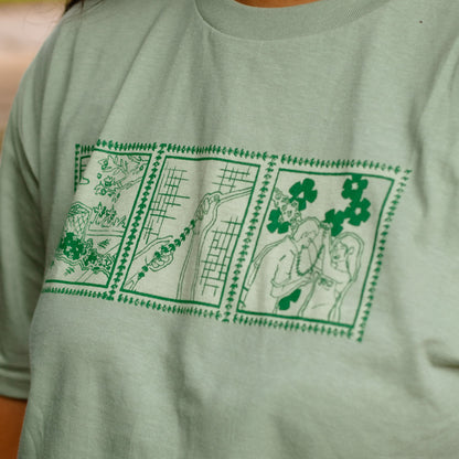 Lei of Love- Sage Green Puakenikeni Crewneck Graphic Tee