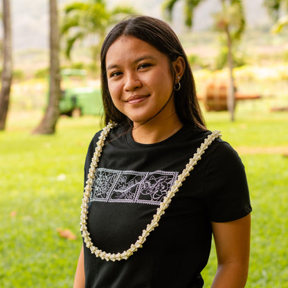 Lei of Love- Black Crown Flower Full Length Baby Tee