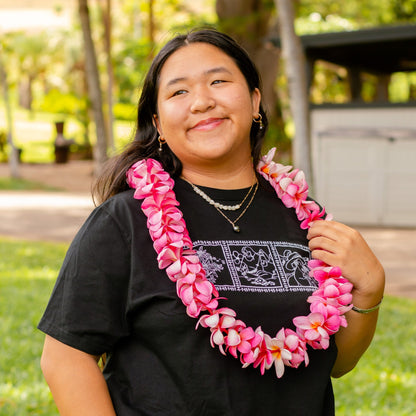 Lei of Love- Black Plumeria Crewneck Graphic Tee