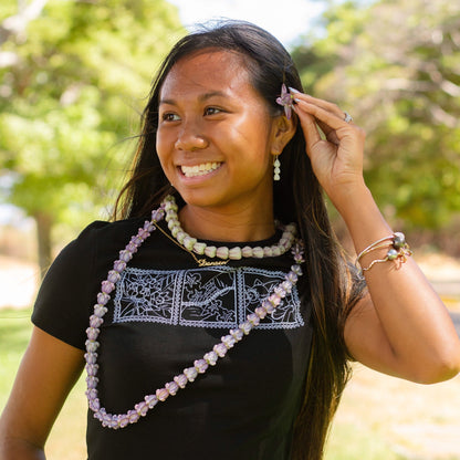 Lei of Love- Black Crown Flower Cropped Baby Tee