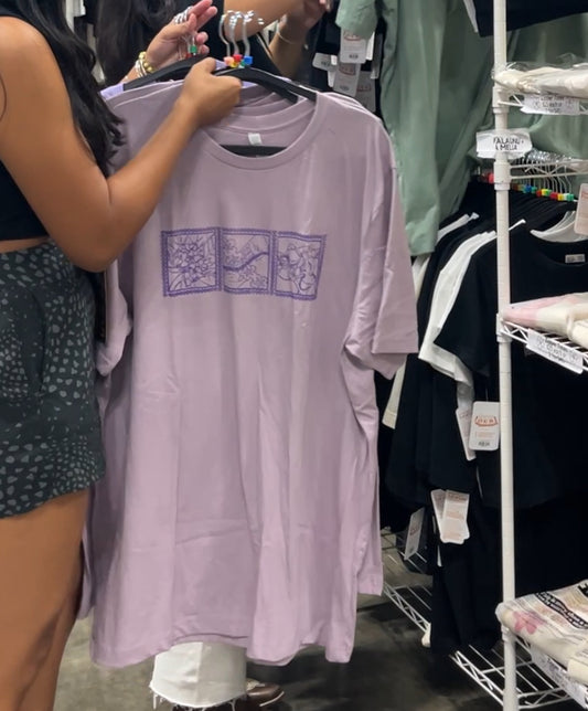 Lei of Love- Light Violet Crown Flower Crewneck Graphic Tee
