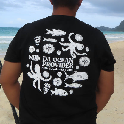 Hawaii Provides- Ocean Provides Black Crewneck Graphic Tee