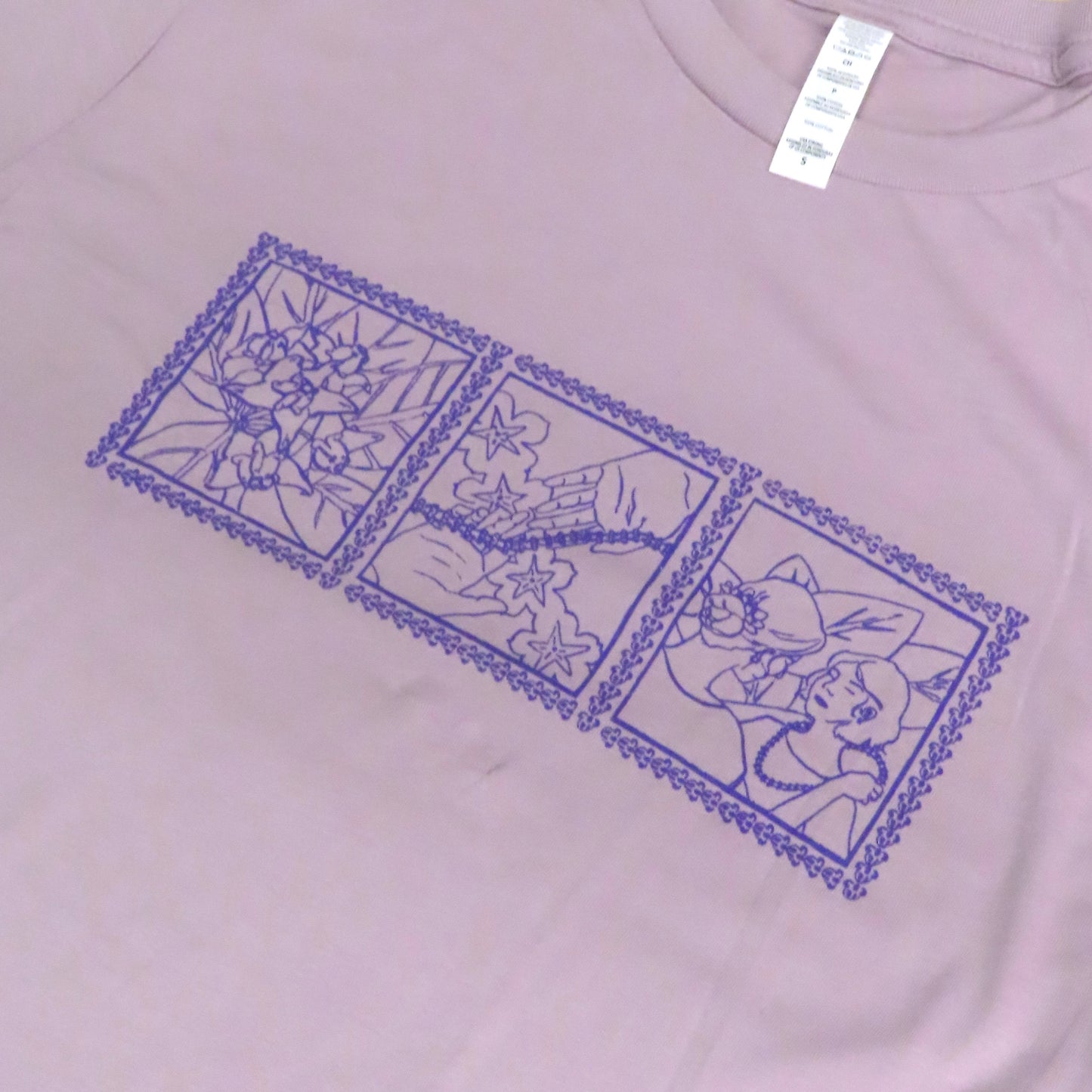 Lei of Love- Light Violet Crown Flower Crewneck Graphic Tee
