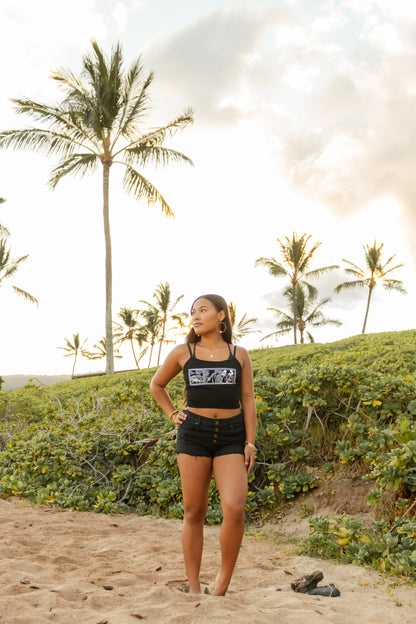 Lei of Love- Puakenikeni Black Tank Top