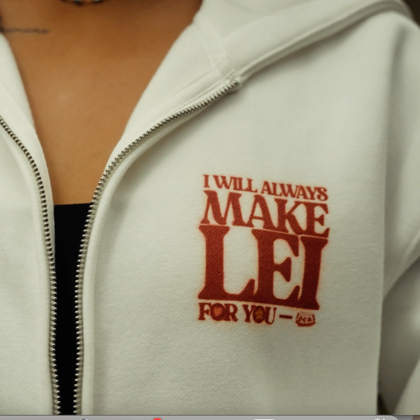 Lei of Love- Lei Po'o White Zip Up Hoodie