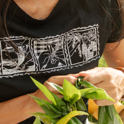 Lei of Love- Black Ti Leaf Cropped Baby Tee