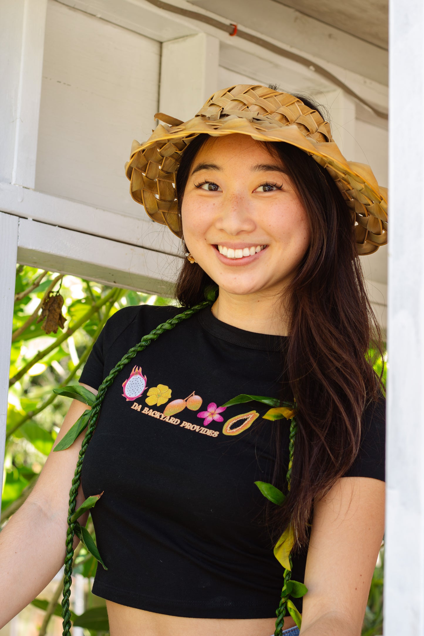 Hawaii Provides Pt 2- Colored Backyard Black Cropped Baby Tee