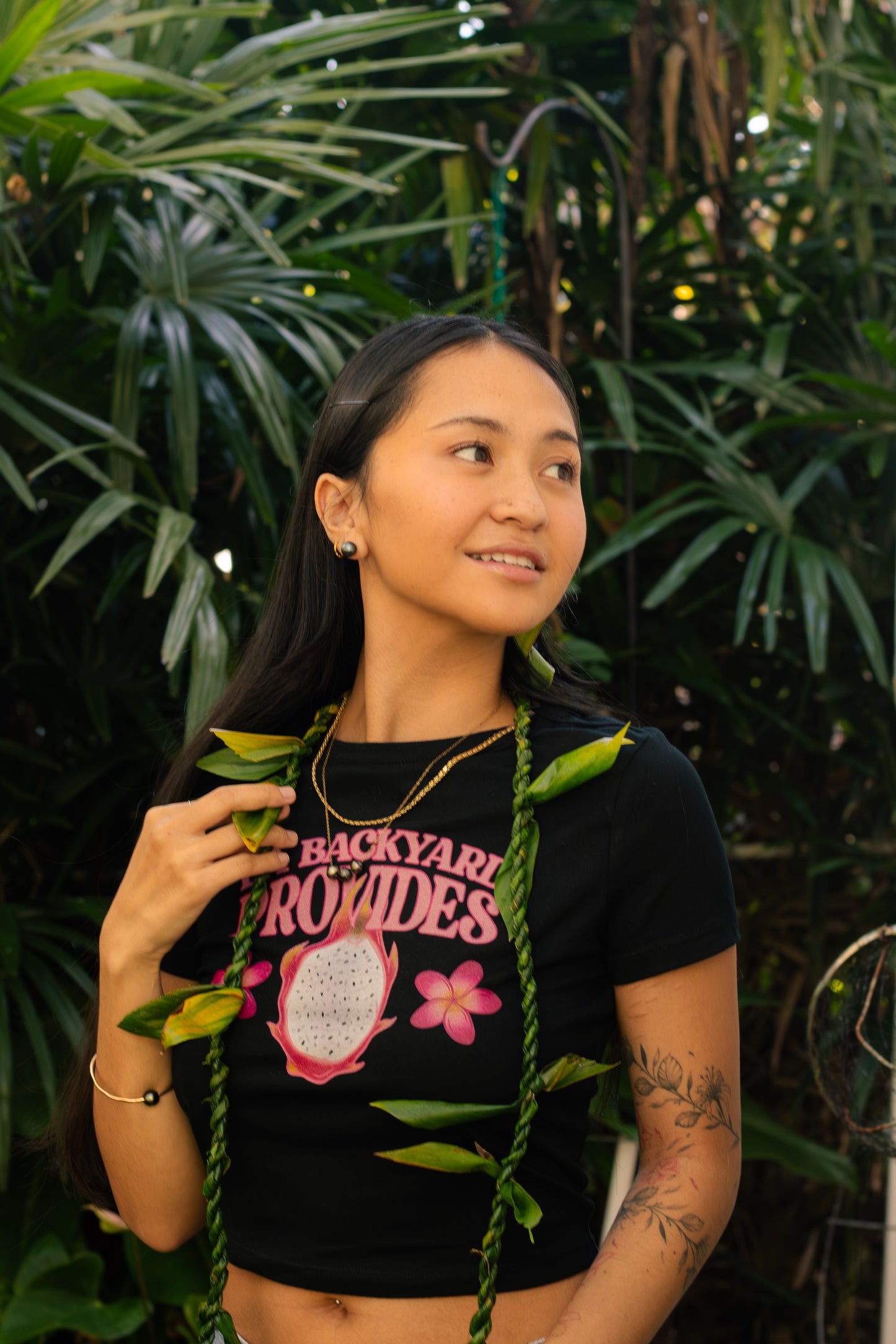 Hawaii Provides Pt 2- Colored Dragon Fruit Black Cropped Baby Tee