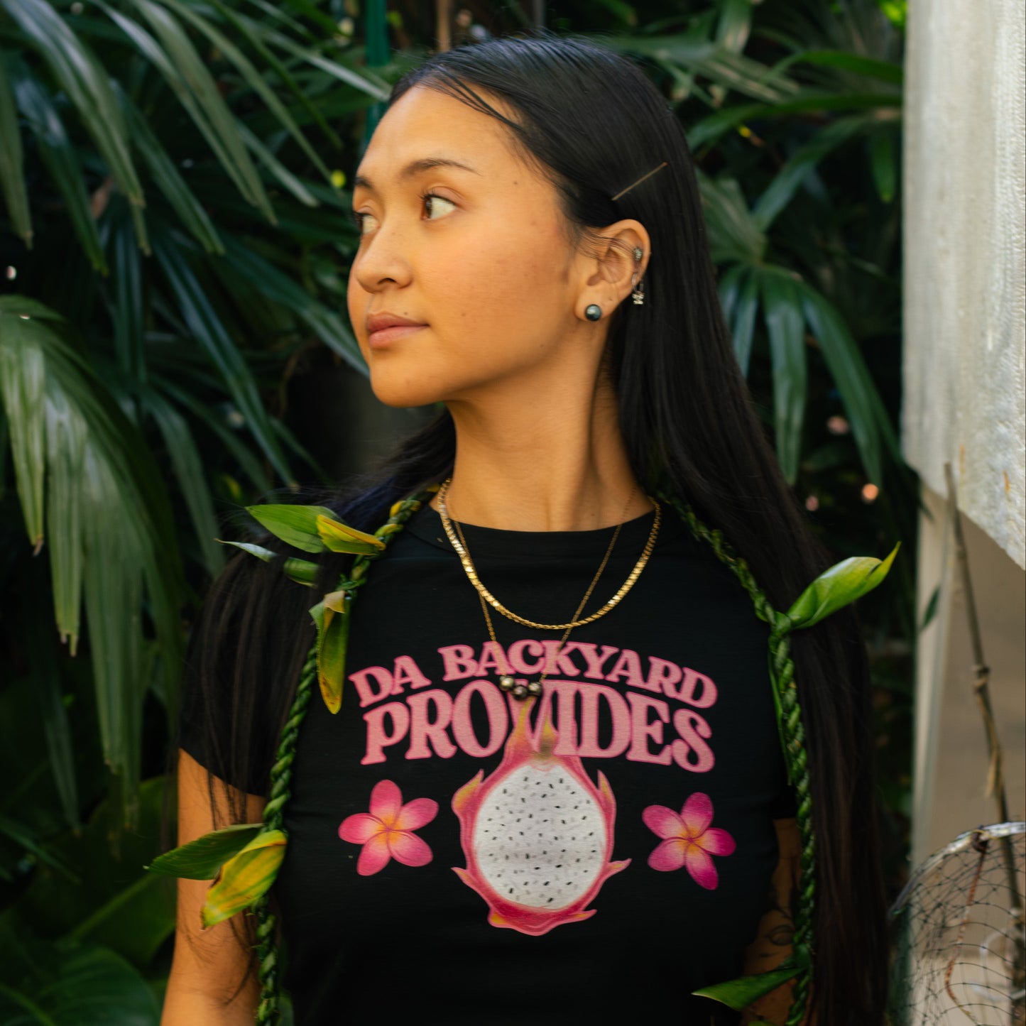 Hawaii Provides Pt 2- Colored Dragon Fruit Black Cropped Baby Tee