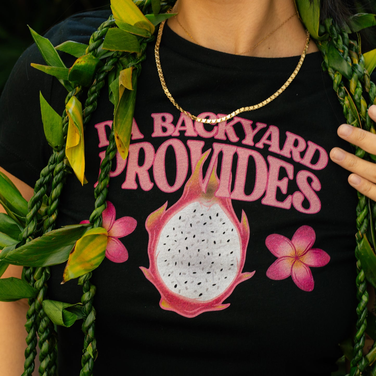 Hawaii Provides Pt 2- Colored Dragon Fruit Black Cropped Baby Tee