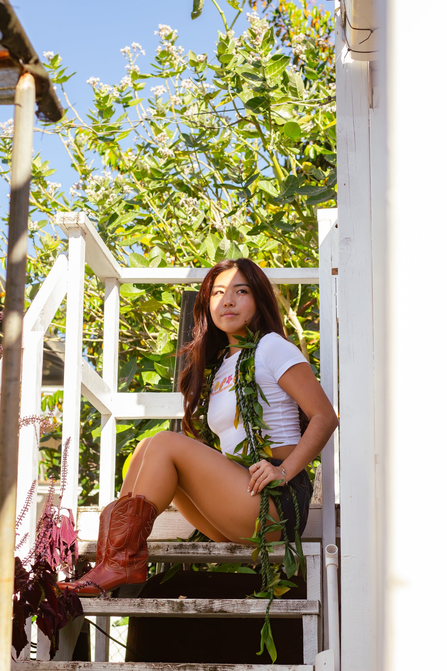 Hawaii Provides Pt 2- Colored Backyard White Cropped Baby Tee