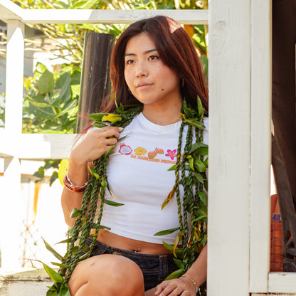 Hawaii Provides Pt 2- Colored Backyard White Cropped Baby Tee