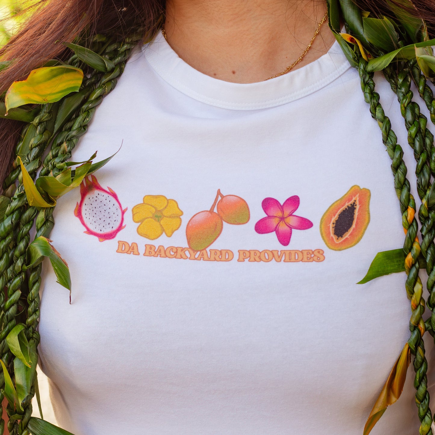 Hawaii Provides Pt 2- Colored Backyard White Cropped Baby Tee