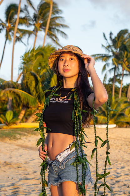 Hawaii Provides Pt 2- Colored Ocean Black Cropped Baby Tee