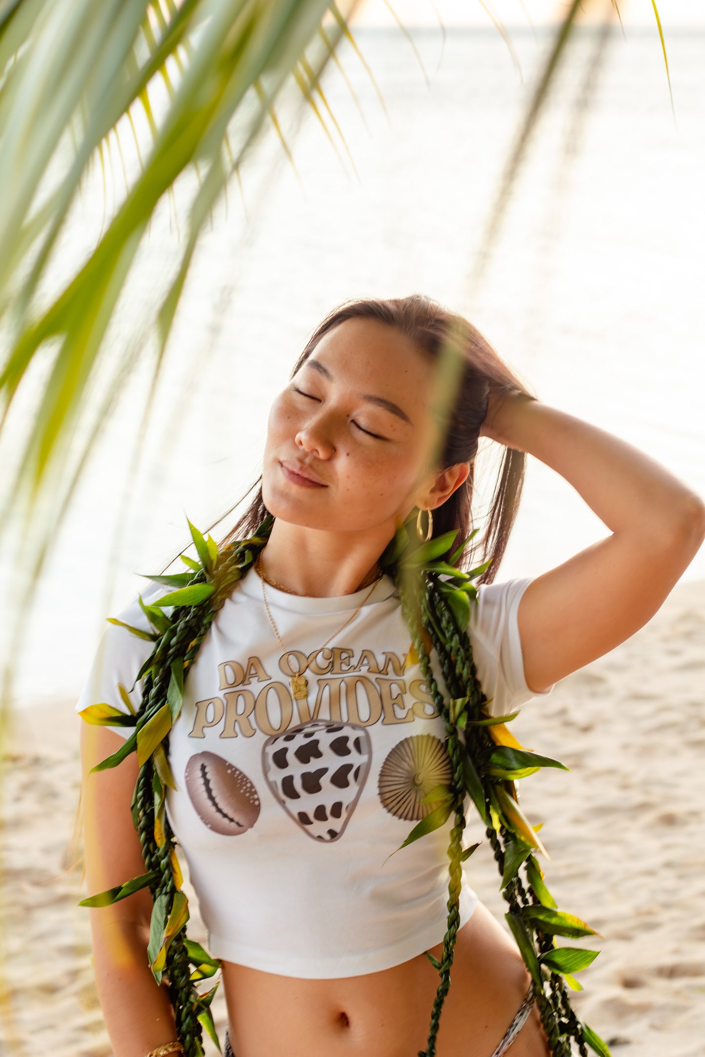 Hawaii Provides Pt 2- Colored Shells White Cropped Baby Tee