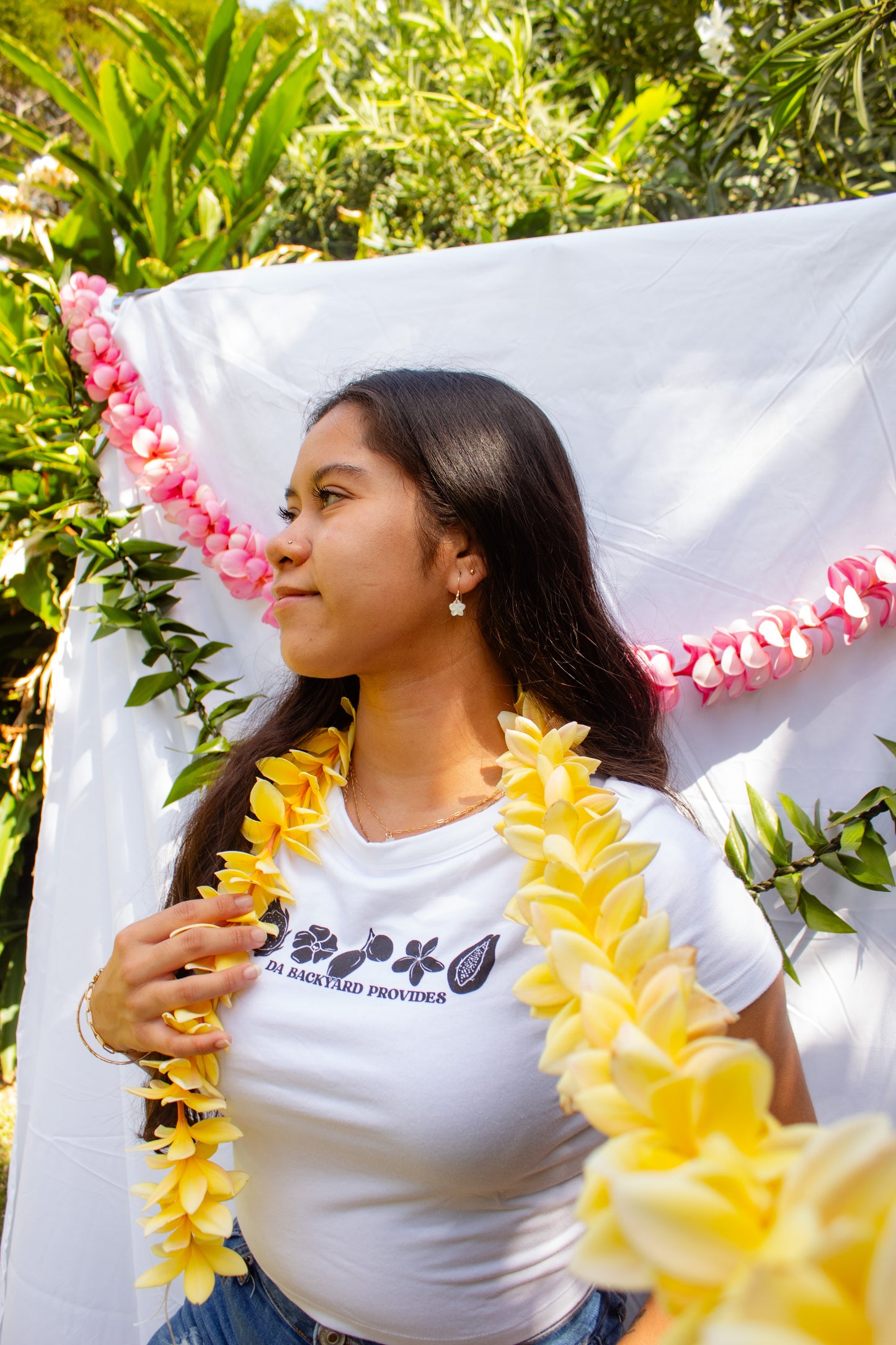 Hawaii Provides- Backyard White Cropped Baby Tee