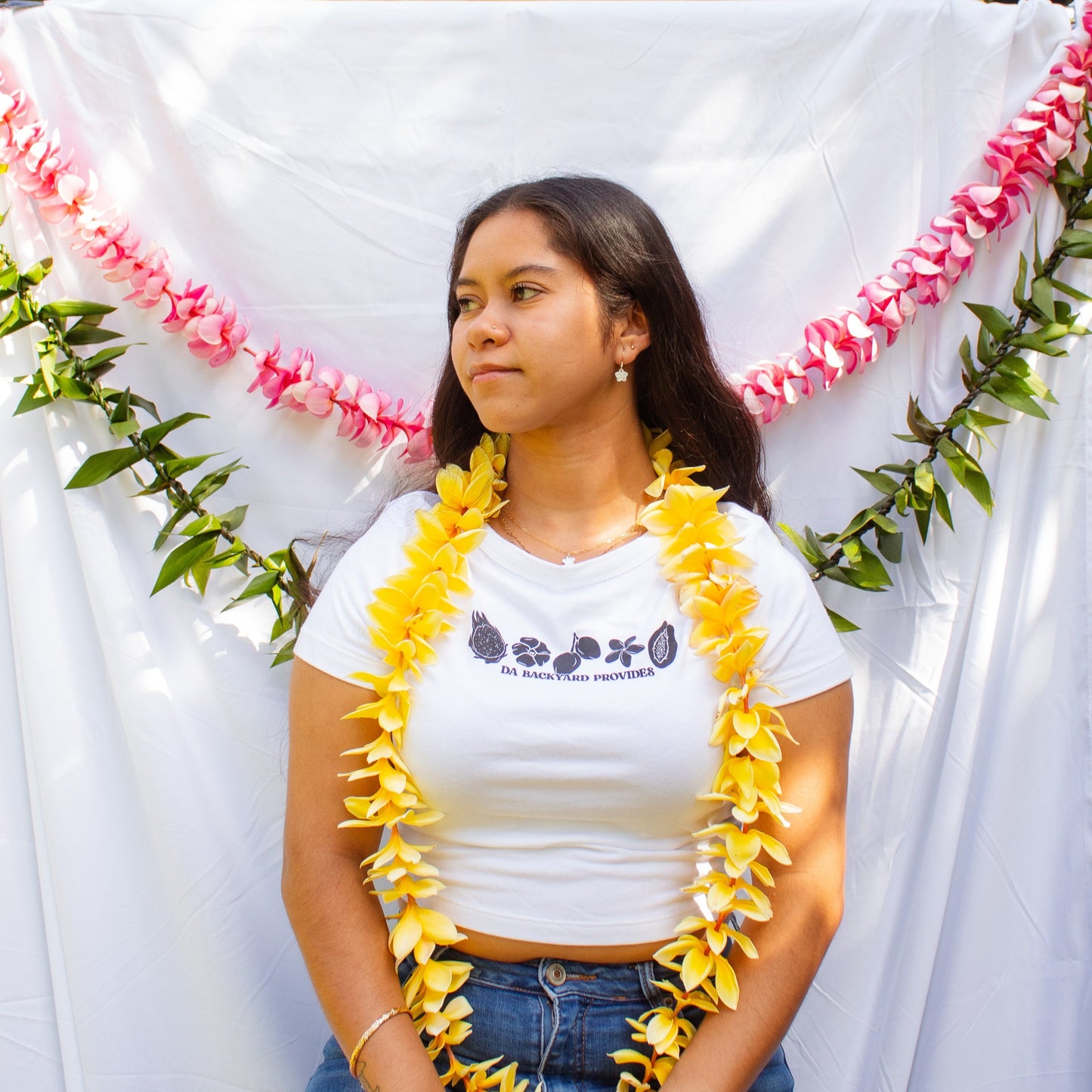 Hawaii Provides- Backyard White Cropped Baby Tee