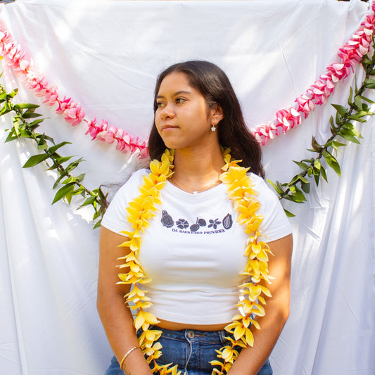 Hawaii Provides- Backyard White Cropped Baby Tee